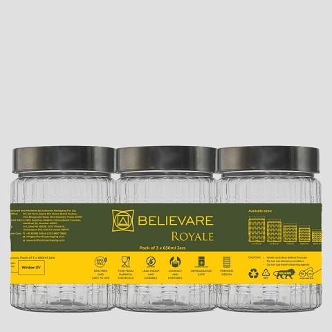 Premium Pet Jars (Pack of 3x650ml Jars)