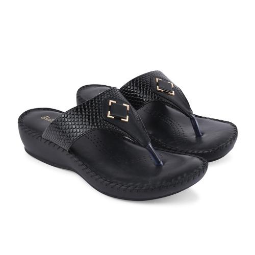 DOLLPHIN Women Black Slipper DFNT-2122 Black