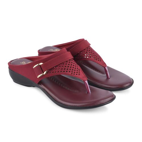 DOLLPHIN Women Flat Slipper DFS-684 Cherry