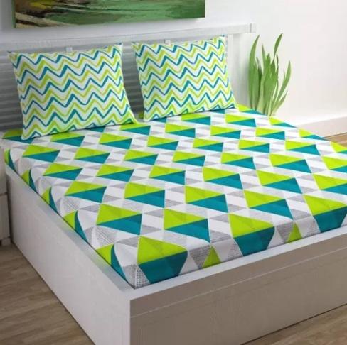 Cotton Bedsheets Green Patten