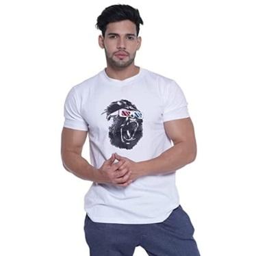 PRINTED V-NECK T-SHIRT HALF SLEEVES