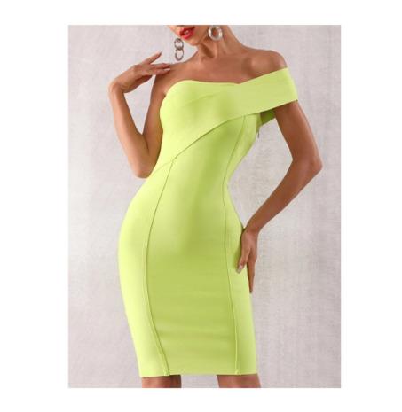 Solid Color One Shoulder Dress