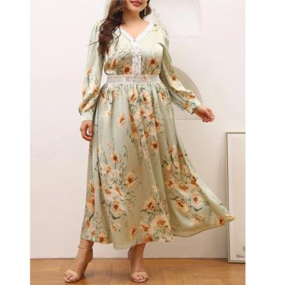 Sleeved Floral A-Line Dress