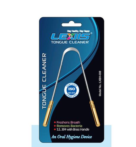 Stainless Steel Tongue Cleaner with Brass Handle