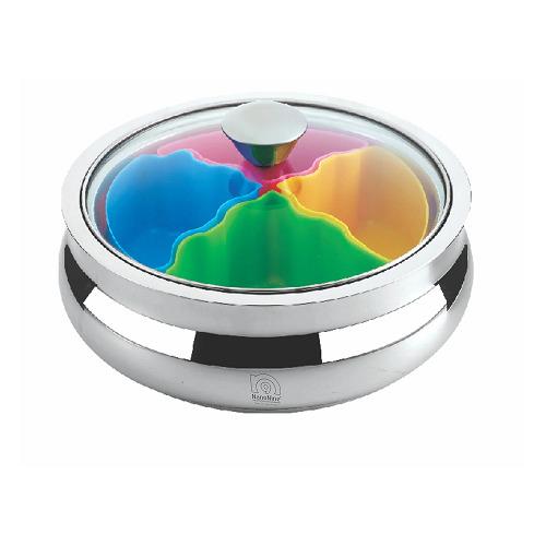 Double Wall Insulated Stainless Steel Serving Pot With 4 Dry Fruits Containers