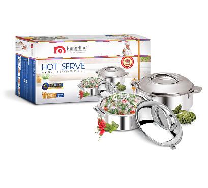 Double Wall Insulated Hot Pot Stainless Steel Casserole with Steel Lid