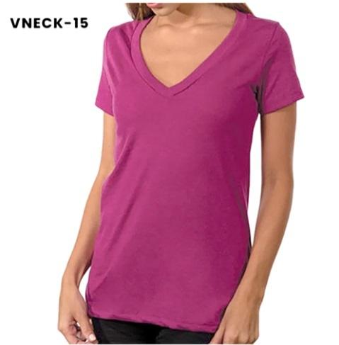 Ladies Plain V Neck T-Shirt