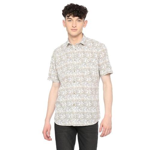 Integriti Khaki Print Slim Fit Shirts For Men's