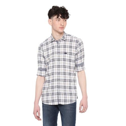 Integriti White Checks Slim Fit Shirts For Men's