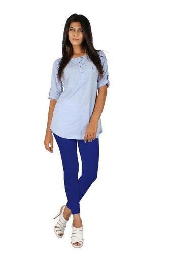 Ladies Blue Ankle Length Leggings