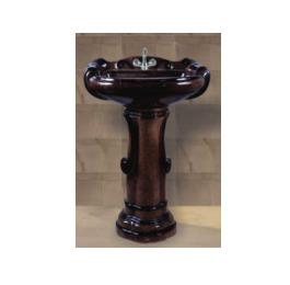 Big sterling Rustic Set Wash Basin with Pedestal - Coffee Brown
