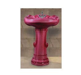 Big sterling Rustic Set Wash Basin with Pedestal - Magenta