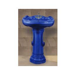 Big sterling Rustic Set Wash Basin with Pedestal - AL. Blue