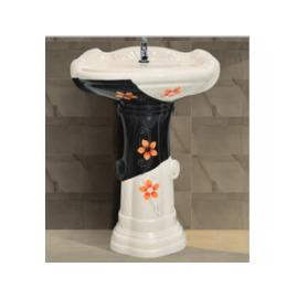 Big Sterling Vitrosa Set Wash Basin with Pedestal - Black 410