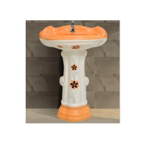 Big Sterling Vitrosa Set Wash Basin with Pedestal - Yellow 408