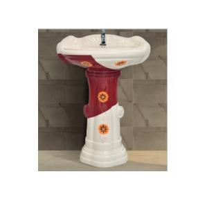 Big Sterling Vitrosa Set Wash Basin with Pedestal - Burgundy 407