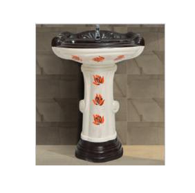 Big Sterling Vitrosa Set Wash Basin with Pedestal - Coffee Brown 406