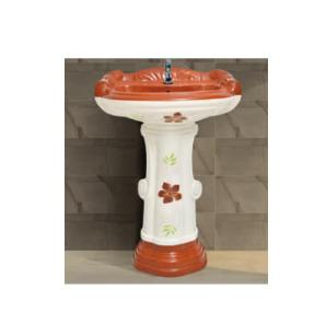 Big Sterling Vitrosa Set Wash Basin with Pedestal - Red Brown 405