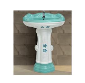 Big Sterling Vitrosa Set Wash Basin with Pedestal - Aqua Green 404