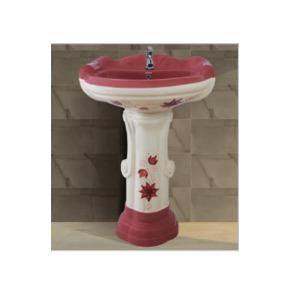 Big Sterling Vitrosa Set Wash Basin with Pedestal - Magenta 402