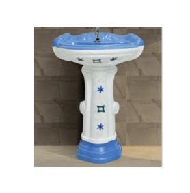 Big Sterling Vitrosa Set Wash Basin with Pedestal - Al. Blue 401