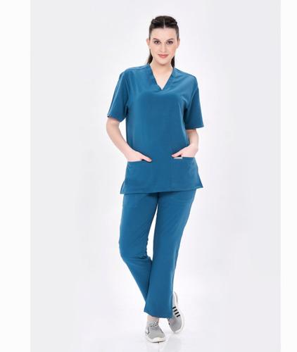 Raven Teal Green V Neck Female Staff Uniform