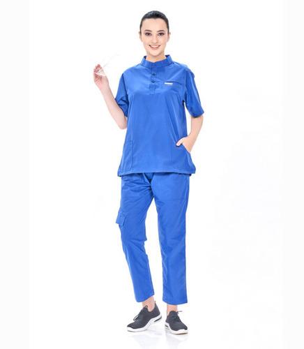 Chinese Collar Royal Blue Female Mock Wrap