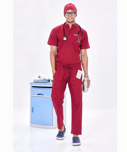 Chinese Collar Deep Maroon Male Mock Wrap