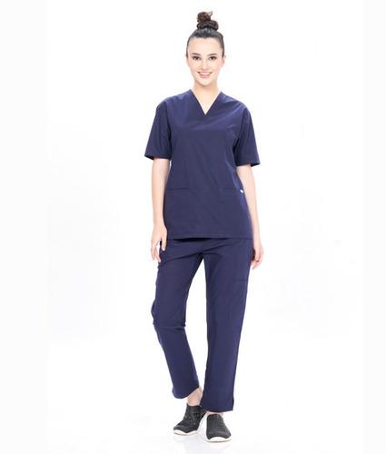 Alphie Navy Blue V Neck Female Mock Wrap