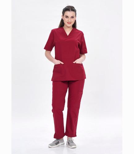 Alphie Deep Maroon V Neck Female Mock Wrap