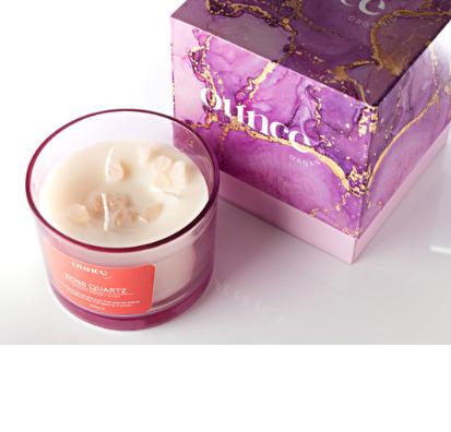 Ounce Organics : Rose Quartz 3 Wick Candles infused with healing crystals
