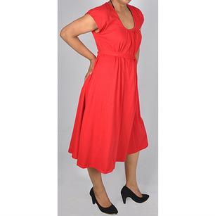 Cotton Lycra Tunic Dress with Belt and U-collar-side 