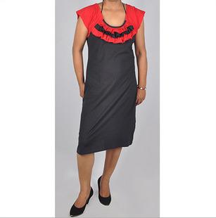 Knee Length Tunic Dress with Designer Neck in dual color 
