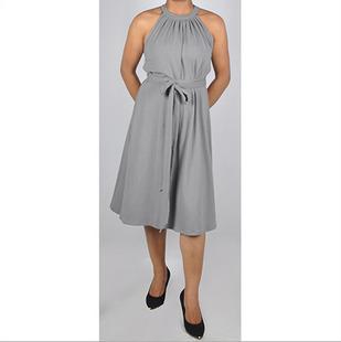 Gather Neck Sleeveless Dress With Belt Front 