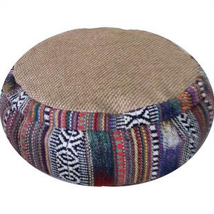 Yoga Zafu Cushion Reversible Jute And Jakard Side