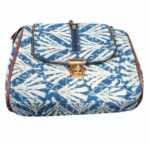 Ladies Handmade Printed Leather Side Bag 