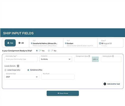 Ship Input Fields