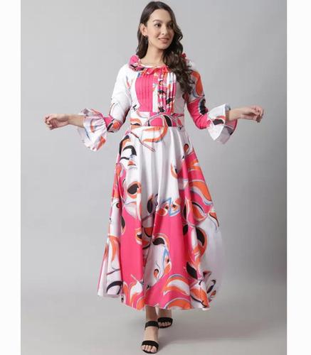 Printed Crepe Maxi Dress  