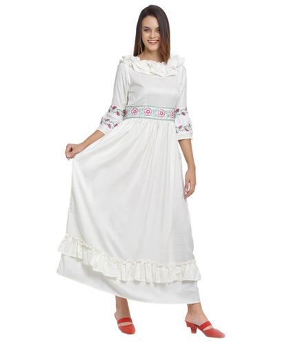 Embroided Rayon Maxi Dress