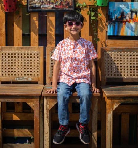 Handblock printed Monkey print short kurta