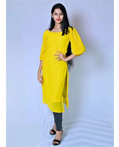 Partywear Kurti (Yellow)