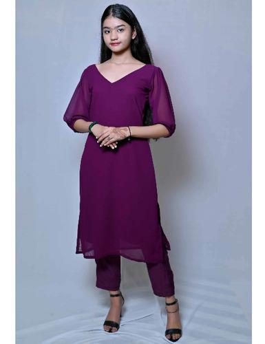 Kurti Dress With Pant (Purple)