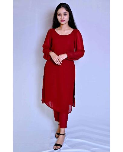 Kurti Dress With Pant (Red)