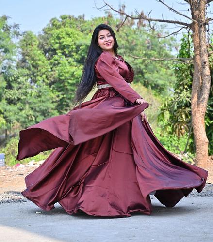 Designer Partywear Gown (Brown)