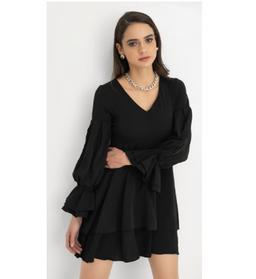 BIANCA BLACK FLARED DRESS