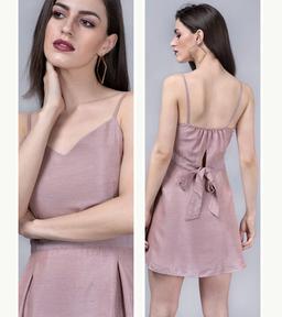 Dusty Peach Tie-Up Dress
