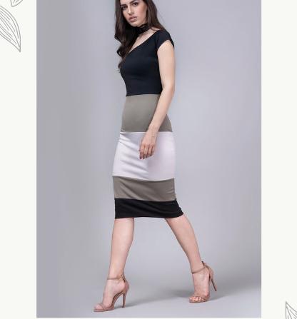 Colour-Blocked Bodycon Dress