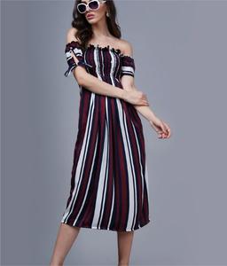 Retro Stripped Midi Dress