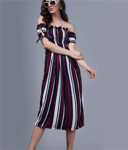 Retro Stripped Midi Dress