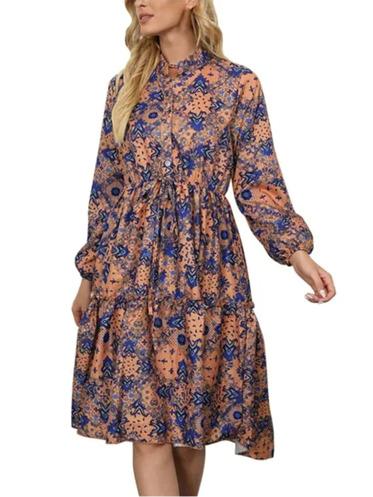 MULTICOLOR PRINTED A LINE DRESS